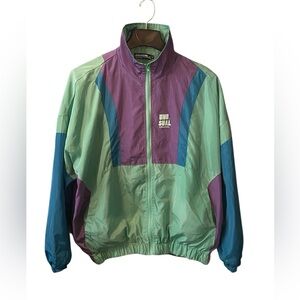 Unusual Original vintage 90s style color block windbreaker jacket women’s XL